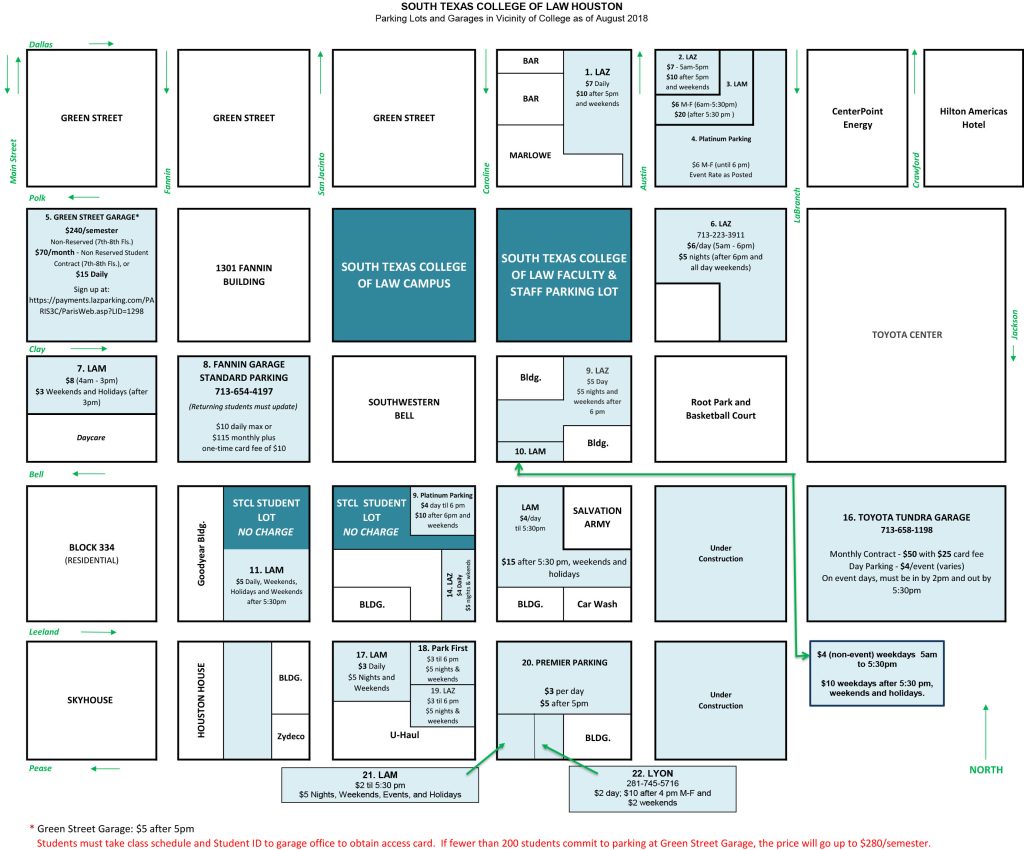 STCL Houston Parking lot map